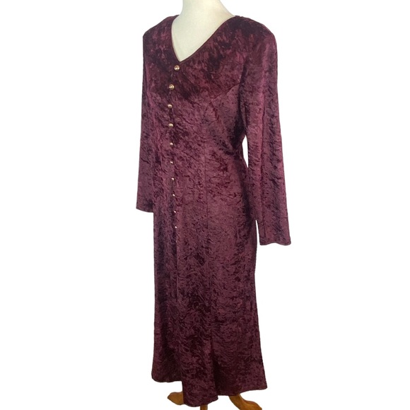 Vintage woman’s Brett Alixander maroon velvet dress size 12 - Picture 4 of 6